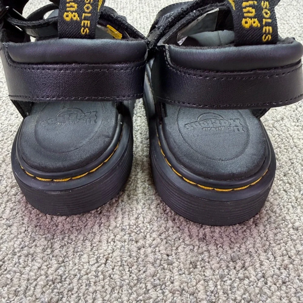 Dr Martens Vossie J Black Leather Platform Sandals Kids Size 3 US EU 34
